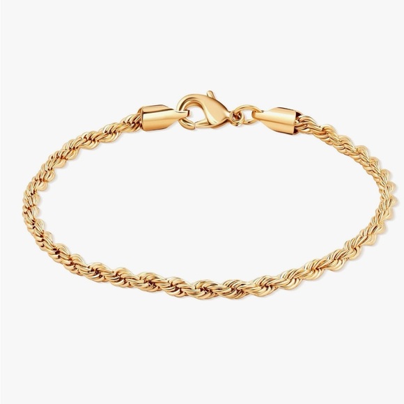 6mm-gold-rope-bracelet-the-  NEW 18K Gold Plated Rope Chain Bracelet